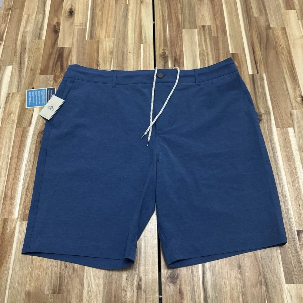 Faherty All Day Shorts Mens 36 Blue Chino Performance Drawstring 9